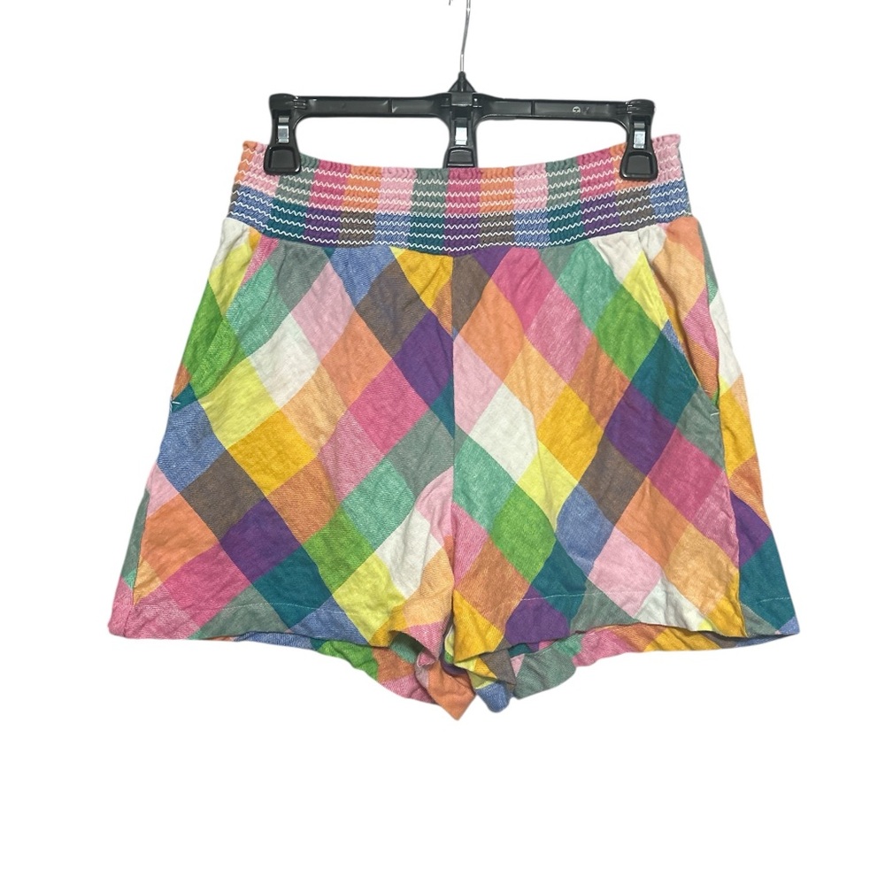 Crown + Ivy Colorful Plaid High Waist Shorts